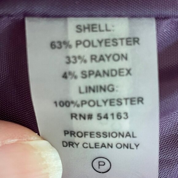 Calvin Klein Cap Slv VNeck Fitted Poly Rayon Blend Lined Midi Dress Purple Sz 6P - Picture 10 of 12